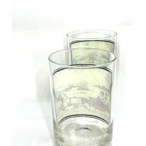 Double Old Fashioned Currier & Ives "The Road In The Winter" Glass - Picture 3 of 6
